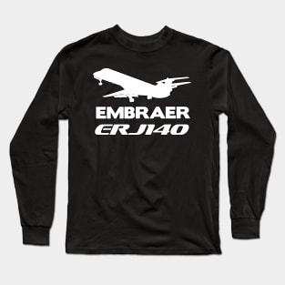 Embraer ERJ140 Silhouette Print (White) Long Sleeve T-Shirt